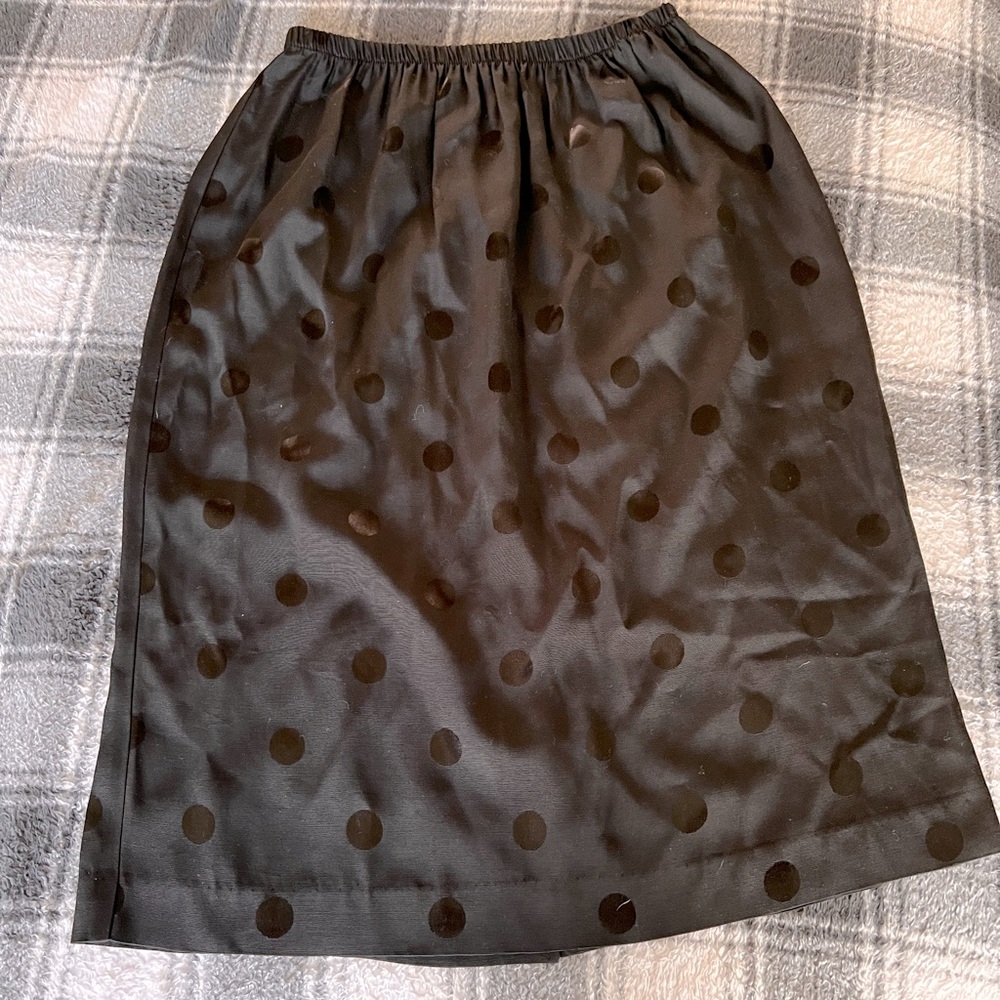 Vintage Union made black on black polka dot skirt